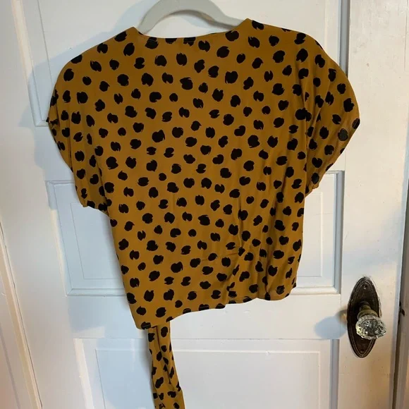 Madewell Leopard Wrap Top, Sz Small - Picture 5 of 7